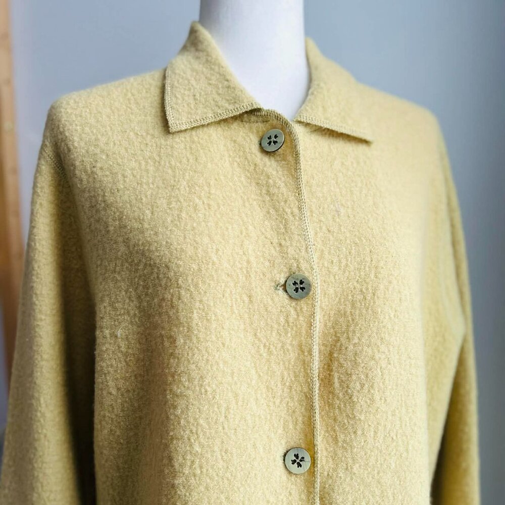 Vintage Sigrid Olsen Sport Citron Yellow Boiled Wool Jacket with Pockets – US L